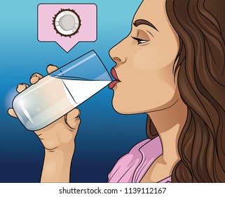 Young woman drinking coconut water