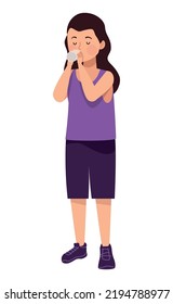young woman drinking coffee character