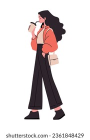 young woman drinking coffee character