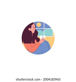 Young Woman Drinking Coffee Vector