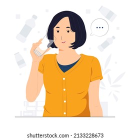 Young woman drinking glass of water concept illustration