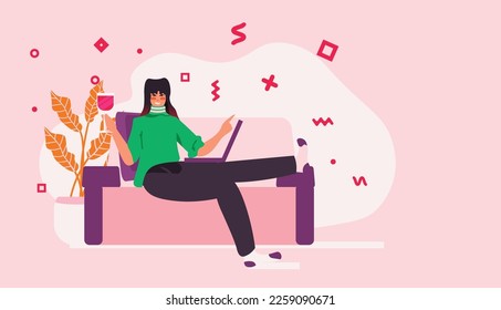 young woman drinking wine and having fun generation Z lifestyle concept new modern demography trend