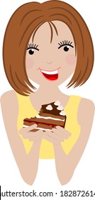 ケーキ食べる女性 のイラスト素材 画像 ベクター画像 Shutterstock