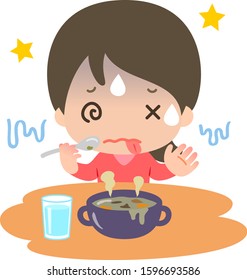Young woman eating a distaste meal