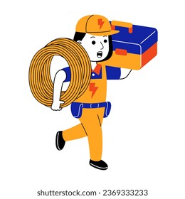  young woman electrician vector illustration