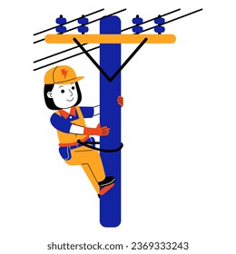  young woman electrician vector illustration