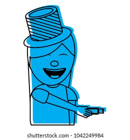 young woman with element to perform a joke