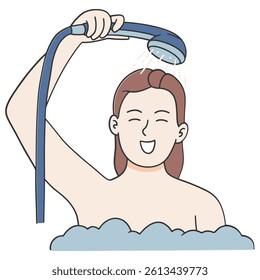 Young woman enjoy shower vector illustration