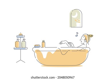 young woman enjoying bath time