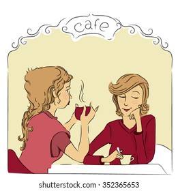 Young woman enjoying coffee in a restaurant