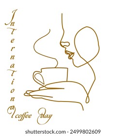  young woman enjoying a cup of coffee a Smiling pretty girl drinking hot coffee
