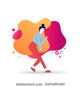 Young woman enjoying dance. Cartoon female character moving and having fun in casual flat vector illustration. Party, motion, leisure concept for banner, website design or landing web page