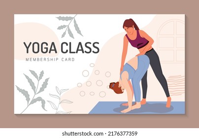 Young woman enjoying yoga class , Healthy lifestyle, active recreation, Yoga day, Woman doing yoga exercises. character Vector illustration.