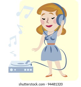 Young woman enjoyment music in headphones