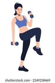 A young woman exercise with dumbbells 