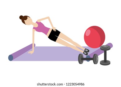 young woman exercising cartoon