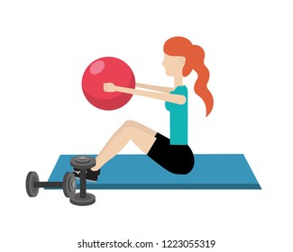 young woman exercising cartoon