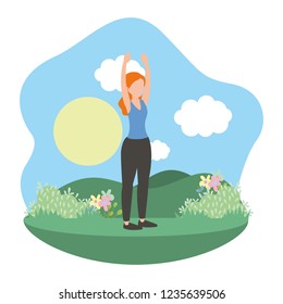 young woman exercising cartoon