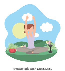 young woman exercising cartoon