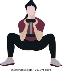  A young woman exercising Goblet Squat vector illustration.