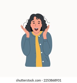 Young woman experiences fear, fright, stress.Vector flat style cartoon  illustration.