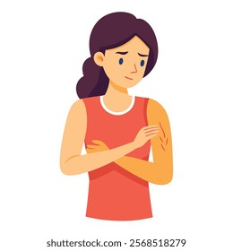 Young Woman Experiencing Arm Pain - Flat Design Vector Illustration