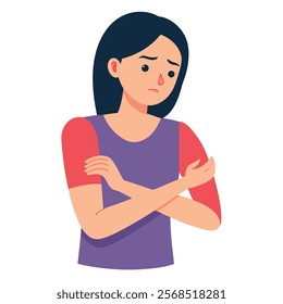 Young Woman Experiencing Arm Pain - Flat Design Vector Illustration