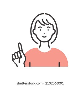 Eine junge Frau, die durch Zeigen erklärt.