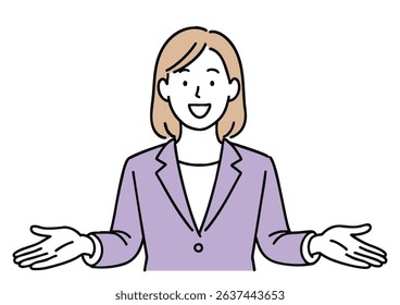 Young Woman Explaining on white background