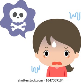 Young woman expressing disgust with a skeleton mark