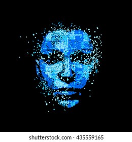 Young woman face art concept easy editable