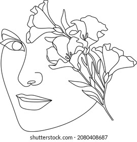 Young woman face. Beautiful girl face on a white background. Vector illustration. Glamour fashion beauty woman face illustration.