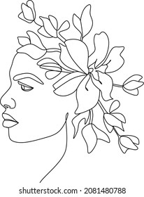 Young woman face. Beautiful girl face on a white background. Vector illustration. Glamour fashion beauty woman face illustration.