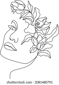 Young woman face. Beautiful girl face on a white background. Vector illustration. Glamour fashion beauty woman face illustration.