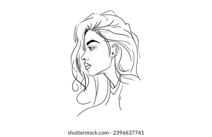 Young woman face. Beautiful girl face on a white background. Vector illustration. Glamour fashion beauty woman face.