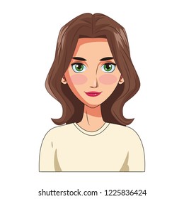 young woman face cartoon
