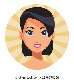 young woman face cartoon