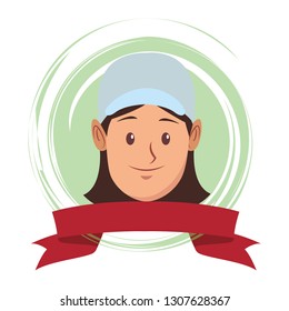 young woman face cartoon