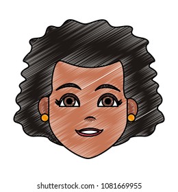 Young woman face cartoon scribble