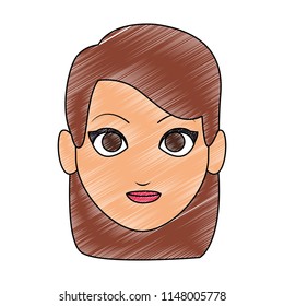 Young woman face cartoon scribble