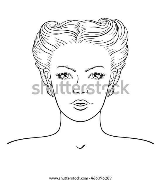 Young Woman Face Fashion Hairstyle 1940s Stock Image Download Now