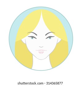 Young woman face icon, vector logo element