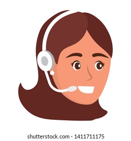 young woman face isolated cartoon