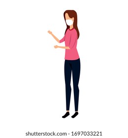 young woman with face mask isolated icon vector illustration design