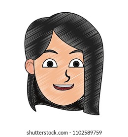 Young woman face scribble