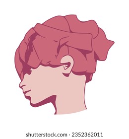 Young woman face side view. Elegant silhouette of a female head.