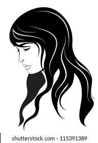 young woman face. Vector.