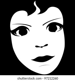 Young woman face, vector illustration.