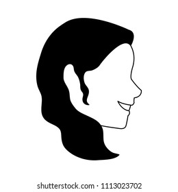 Young woman faceless in black and white