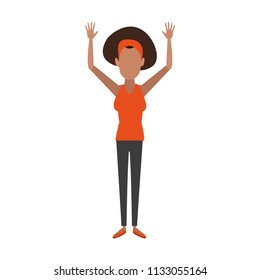 Young woman faceless cartoon